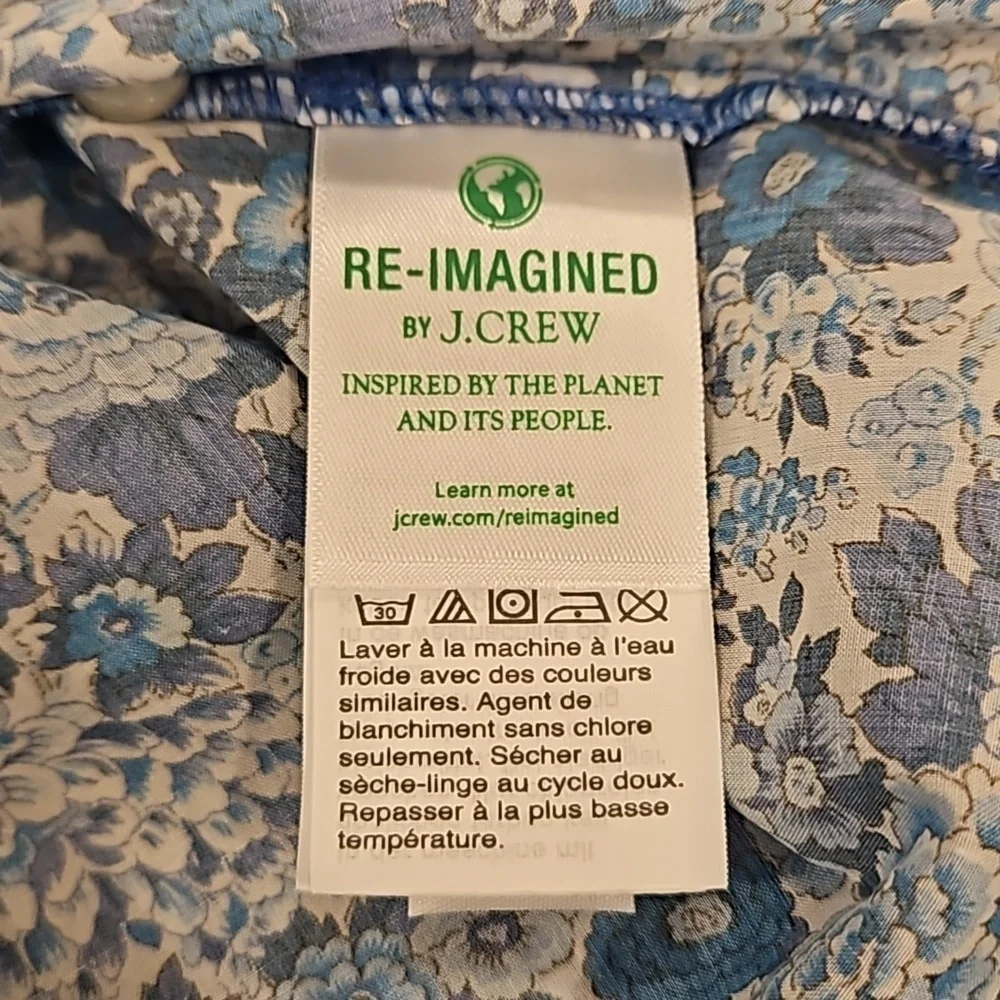 💕J. CREW💕 Smocked Popover Top ~ Liberty Elysian Day Floral Large L NWT